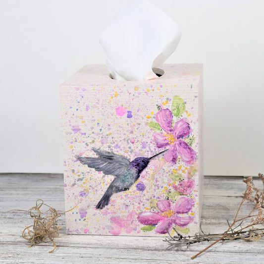 Hand Painted Hummingbird Tissue Cover