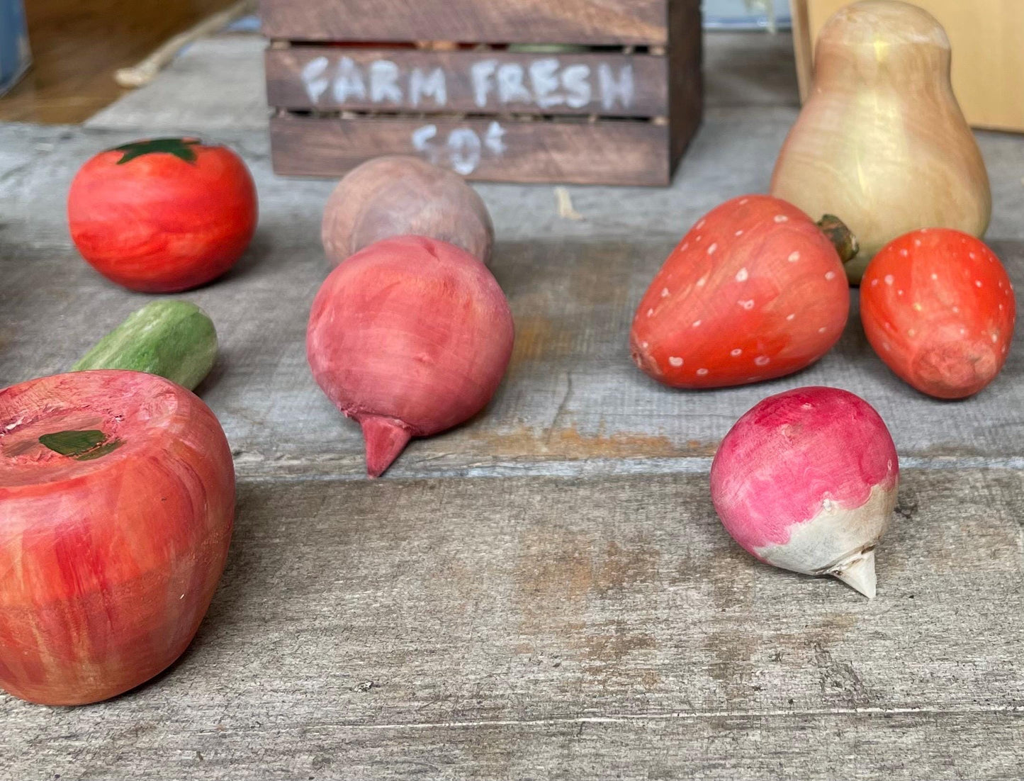 Wood Fruits and Veggies Decor