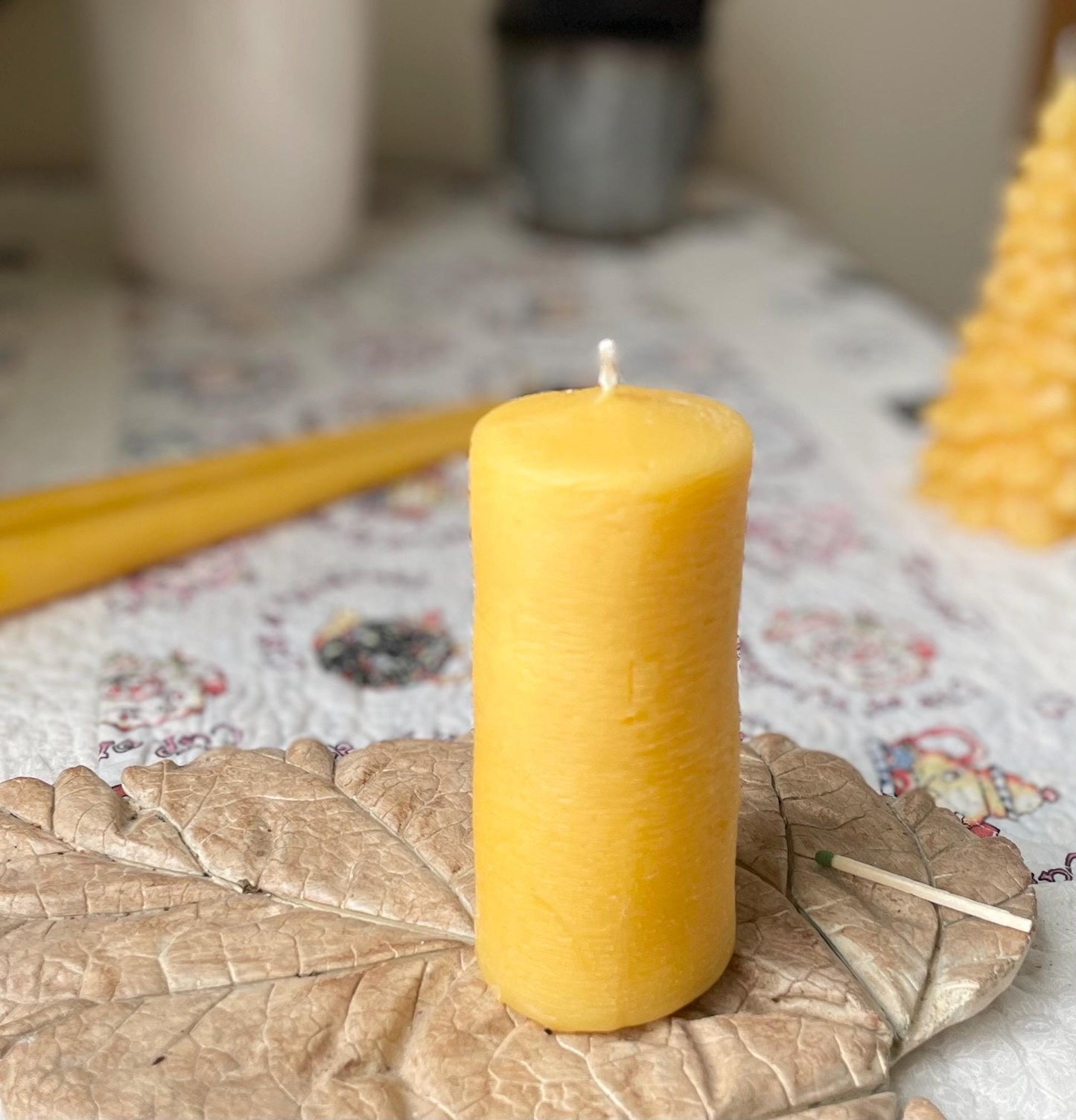 Snowflake Pillar Beeswax Candle