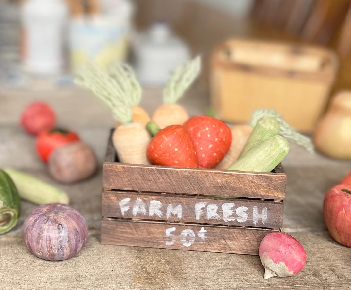 Wood Fruits and Veggies Decor