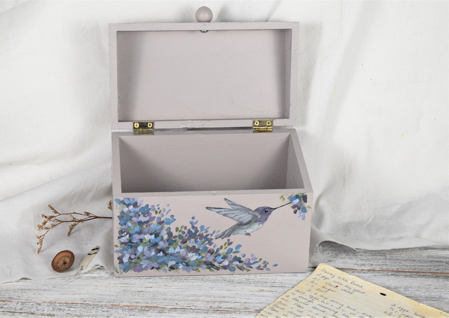 Lilac Hummingbird Recipe Box