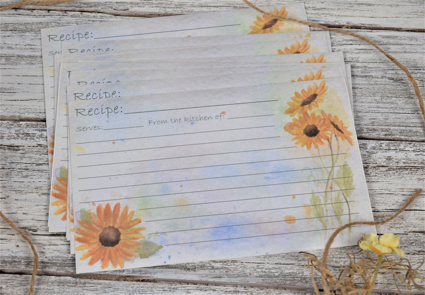 Sunflower Recipe Cards