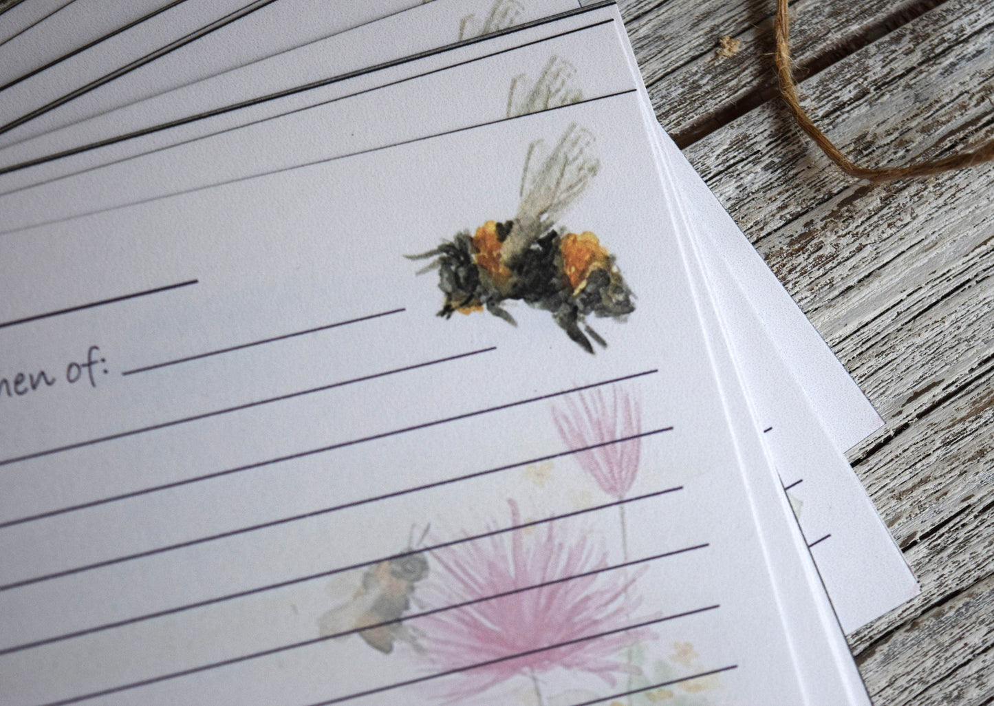 Bumblebee Recipe Card
