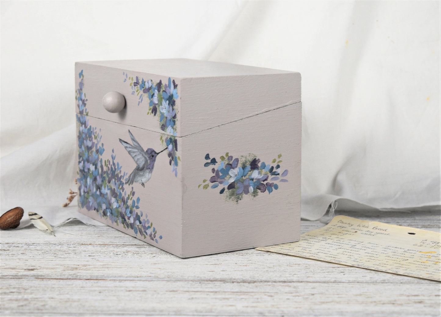 Lilac Hummingbird Recipe Box