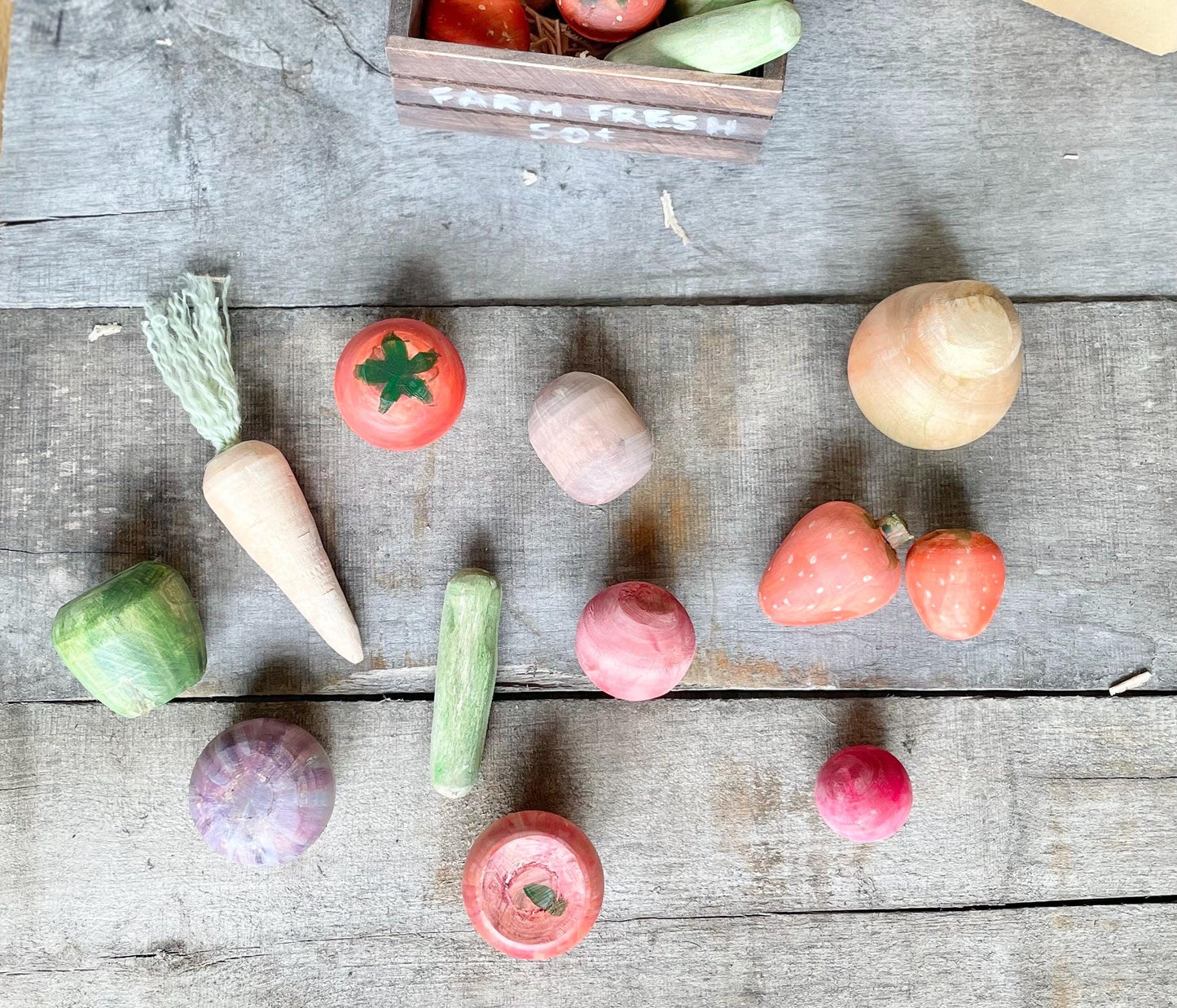 Wood Fruits and Veggies Decor