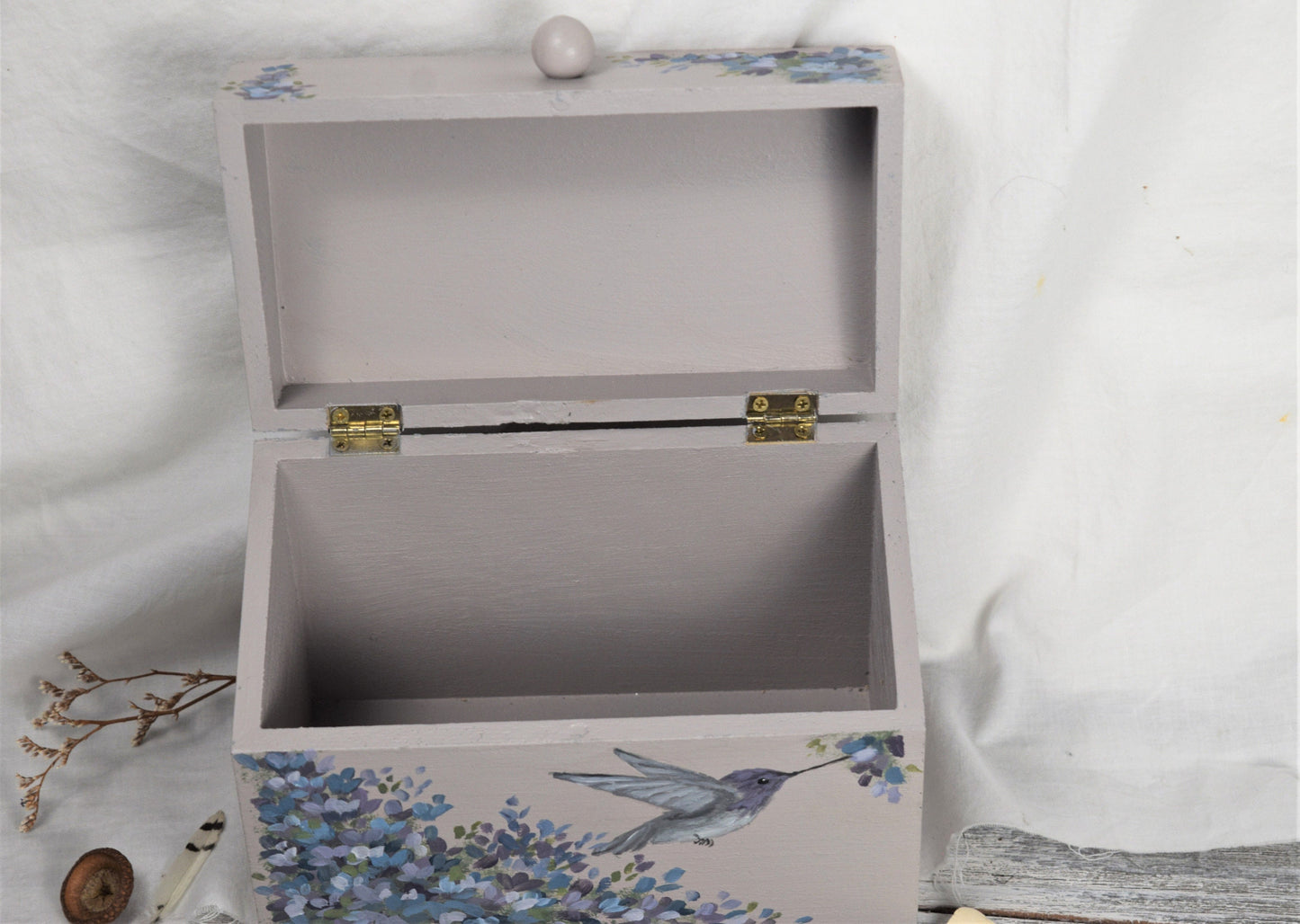 Lilac Hummingbird Recipe Box
