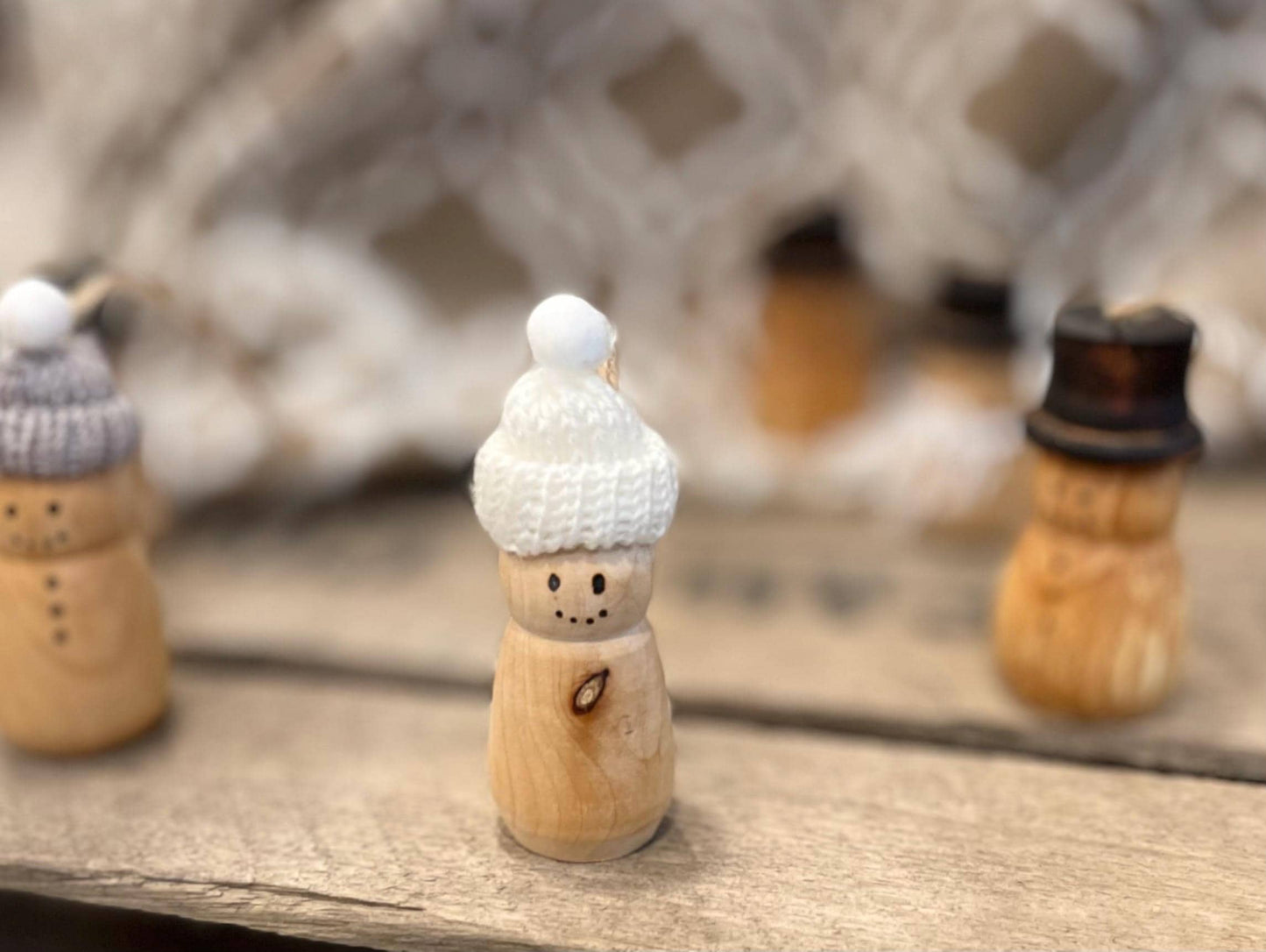 Wooden Ornament Snowman