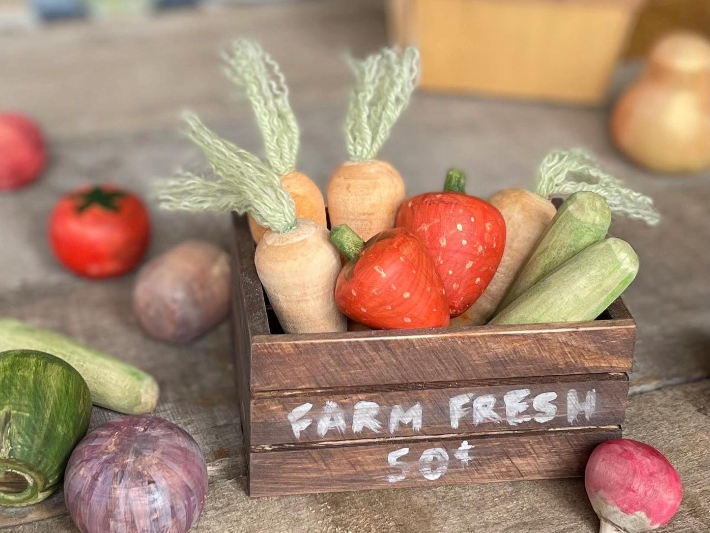 Wood Fruits and Veggies Decor