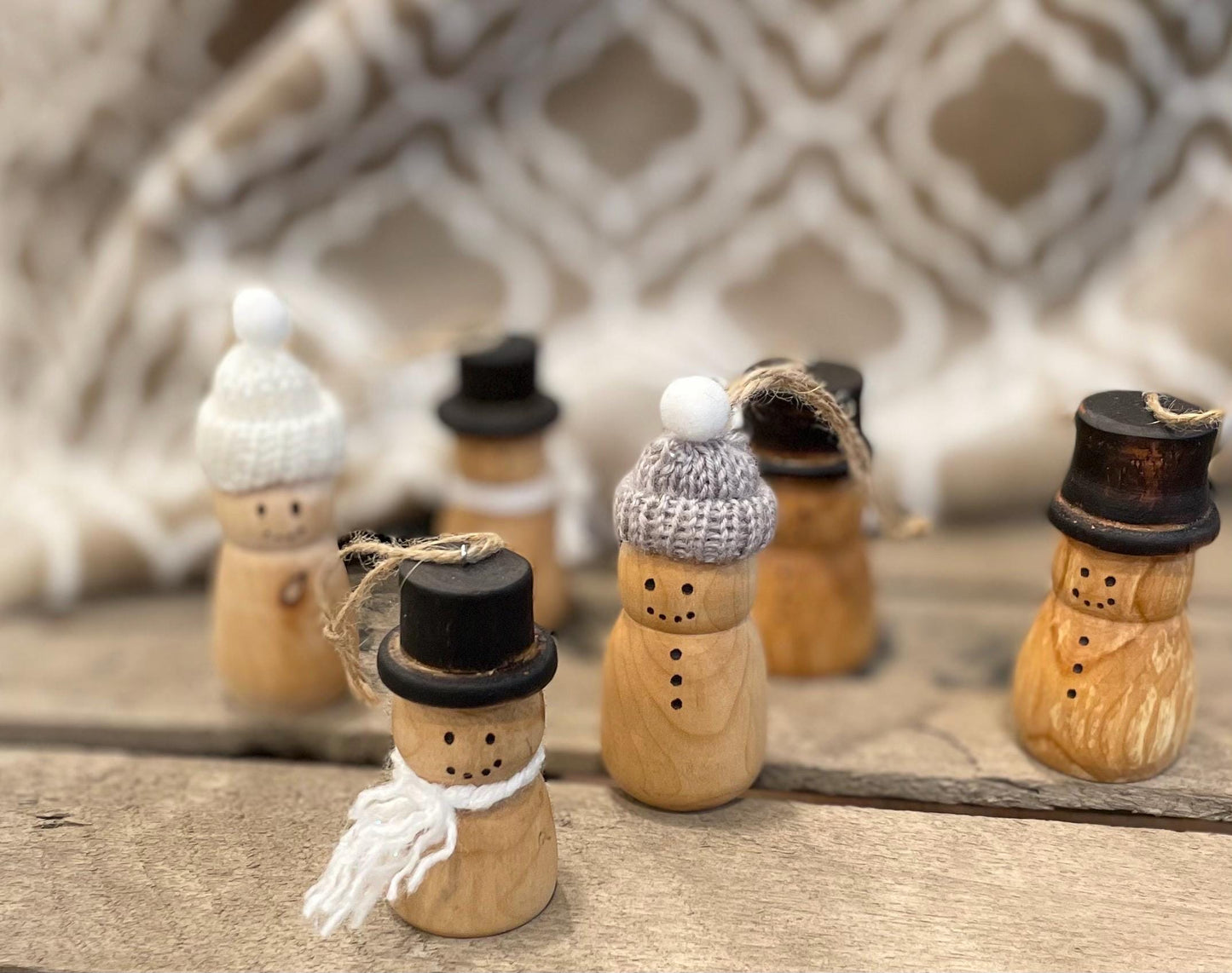 Wooden Ornament Snowman