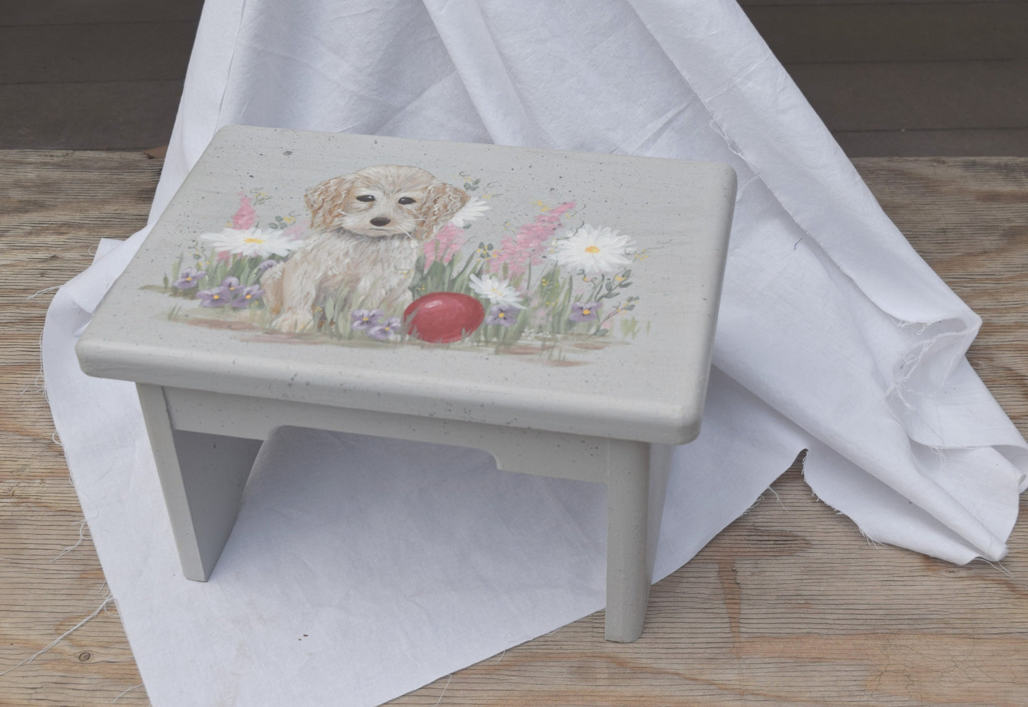 Spaniel and Flower Stool