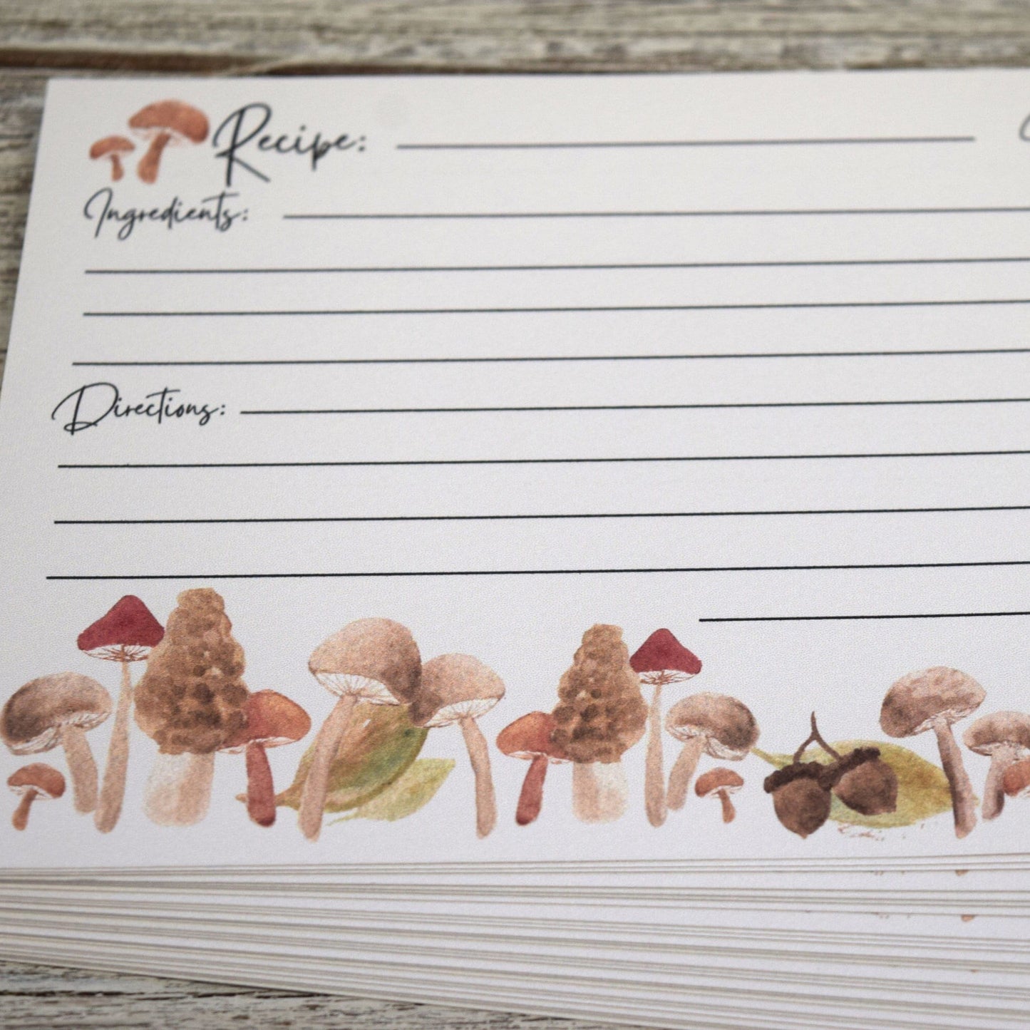 Mushroom Recipe Cards, 4x6
