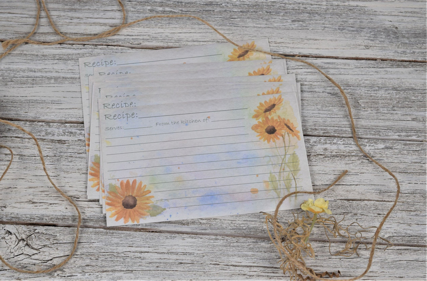 Sunflower Recipe Cards