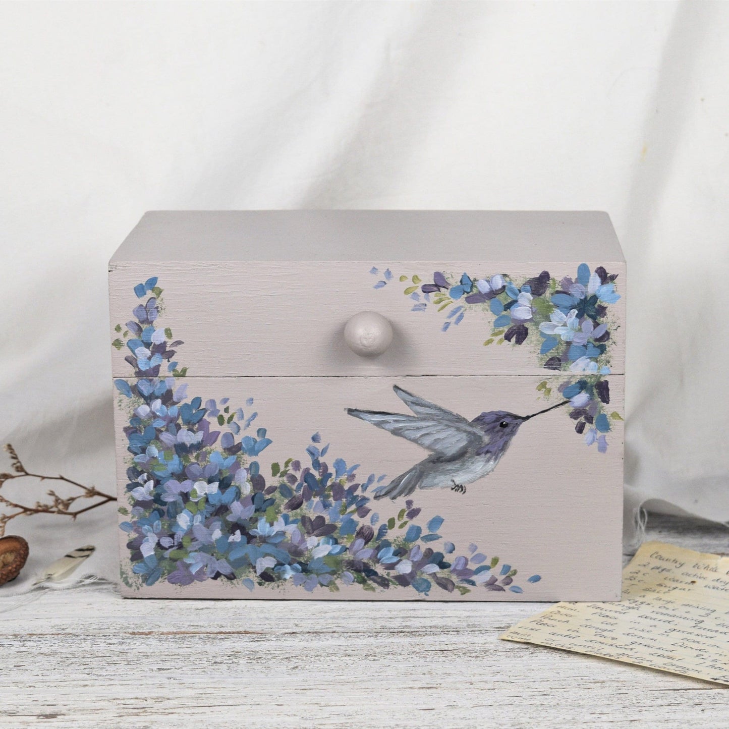 Lilac Hummingbird Recipe Box