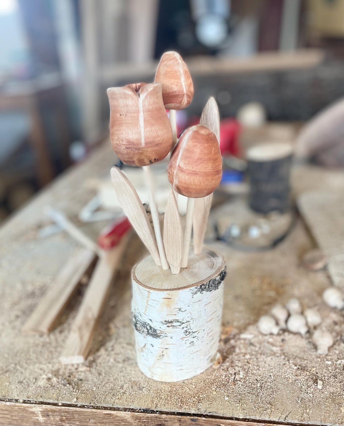 Handmade Wood Tulip