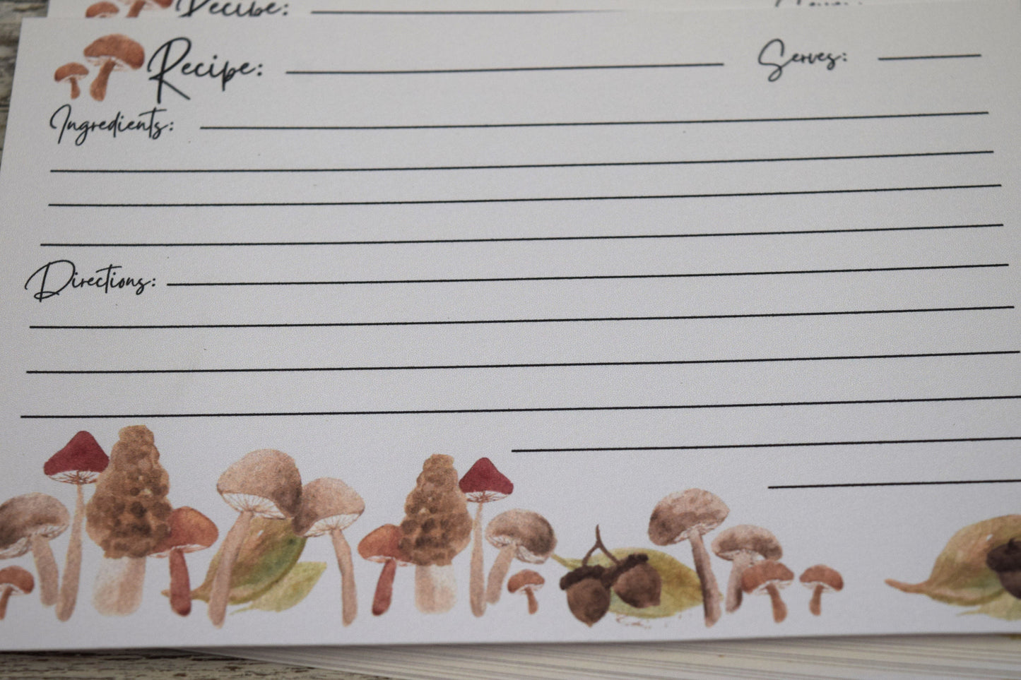 Mushroom Recipe Cards, 4x6