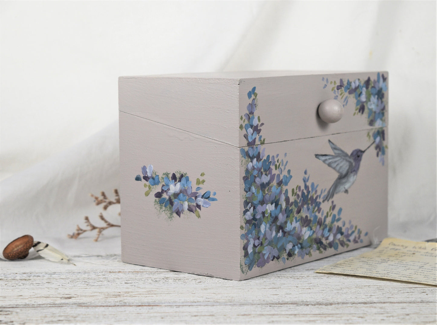 Lilac Hummingbird Recipe Box