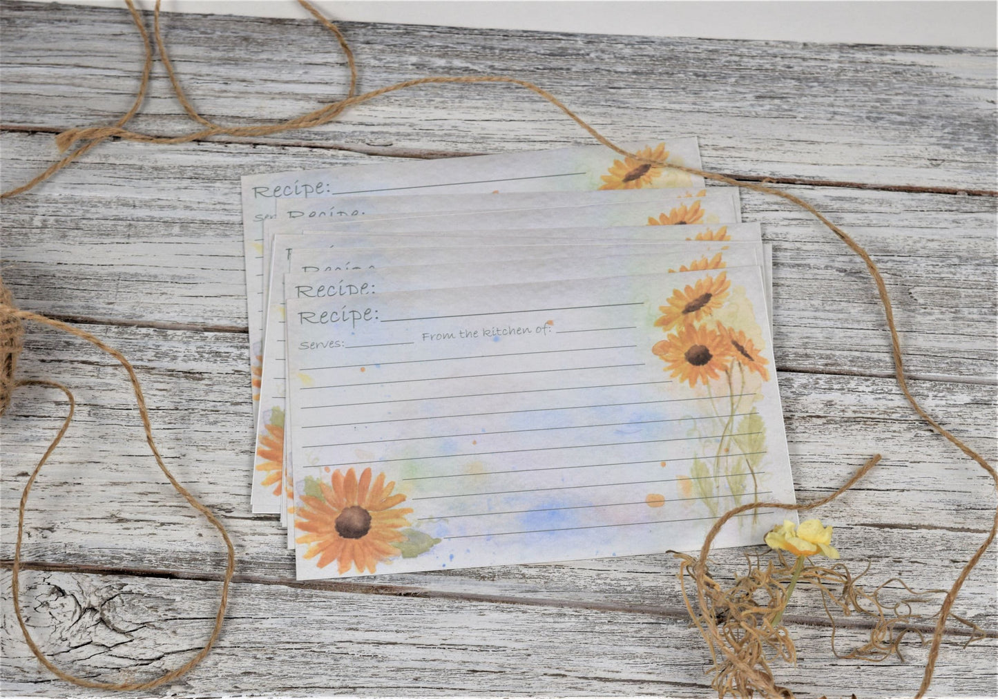 Sunflower Recipe Cards