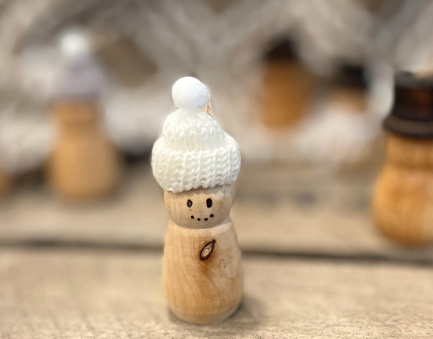 Wooden Ornament Snowman