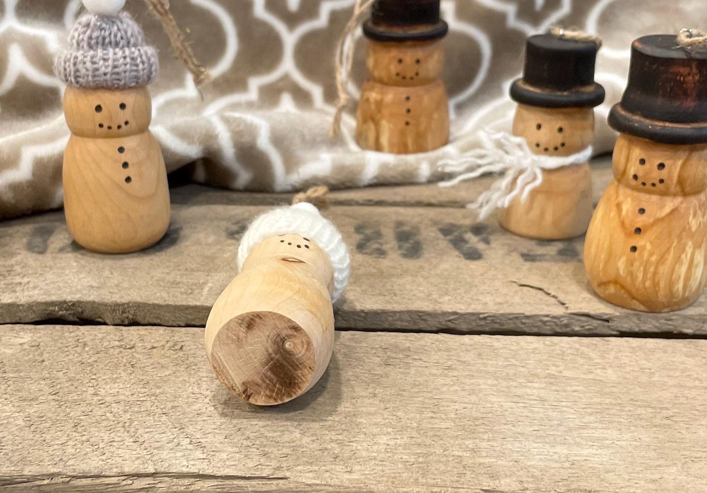 Wooden Ornament Snowman