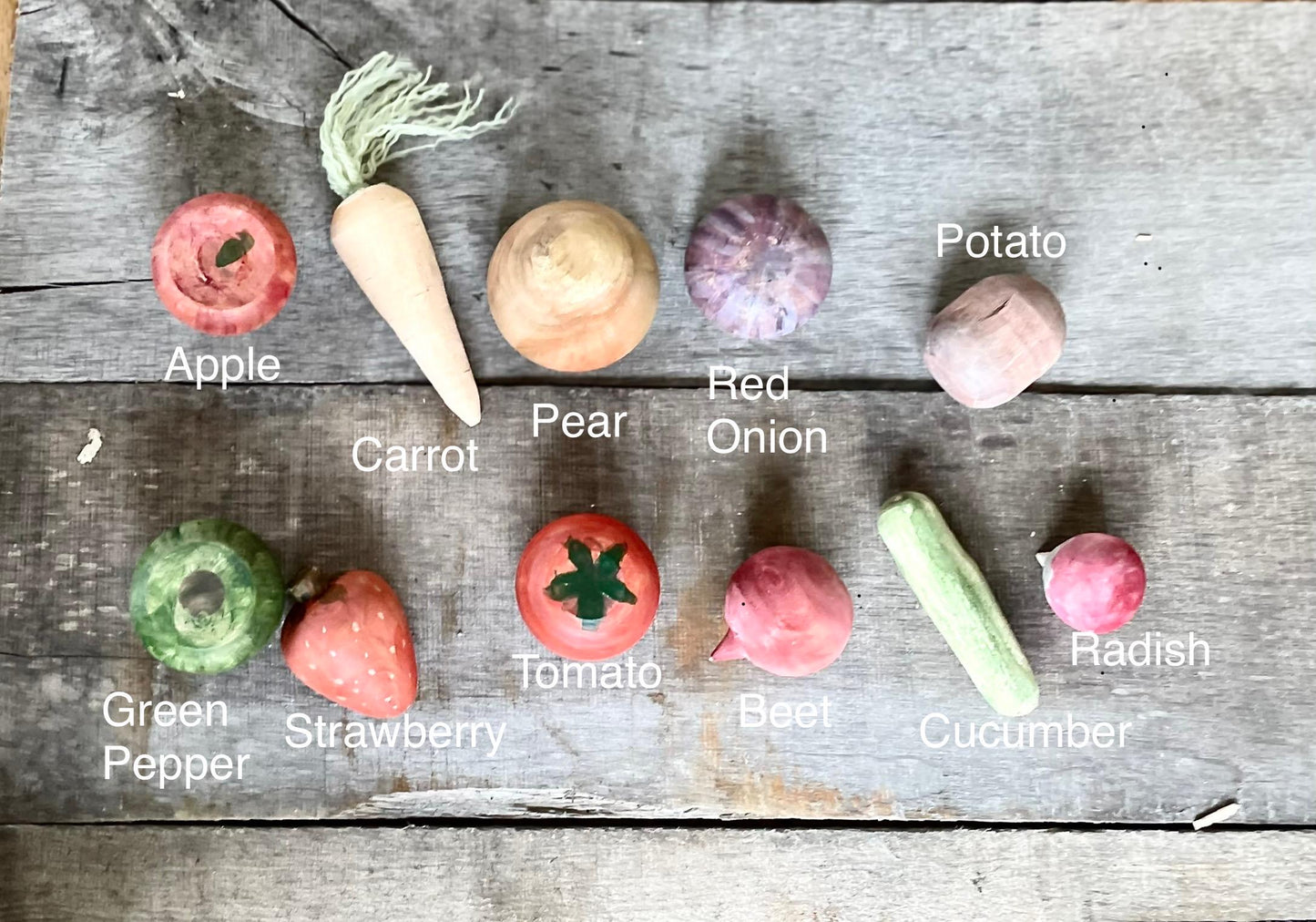Wood Fruits and Veggies Decor