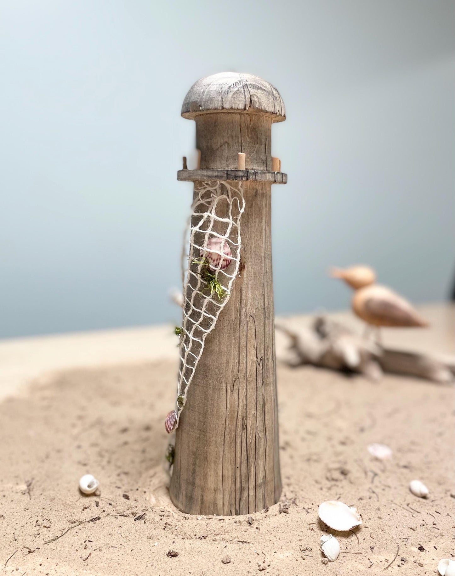 Weathered Driftwood Lighthouse