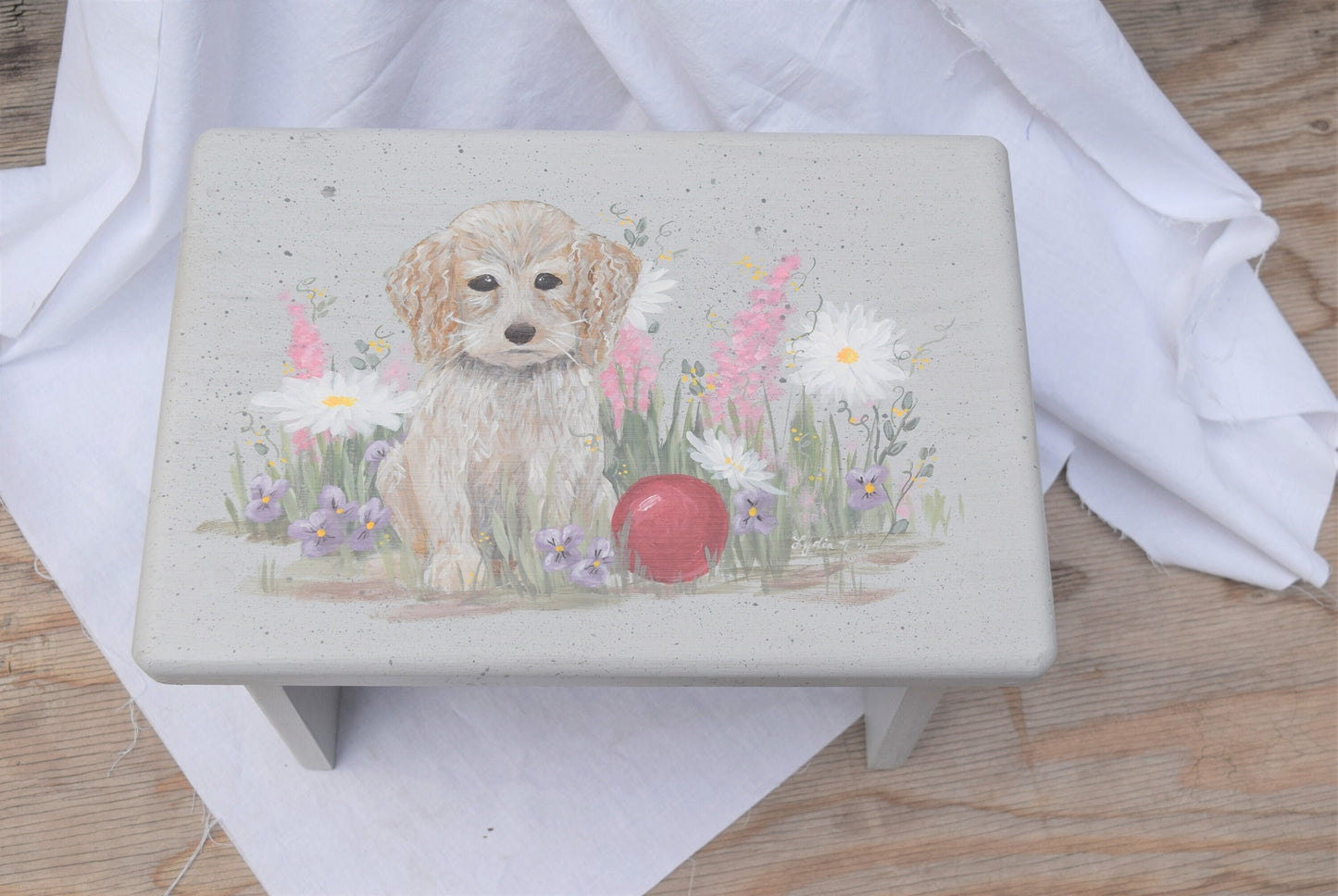 Spaniel and Flower Stool