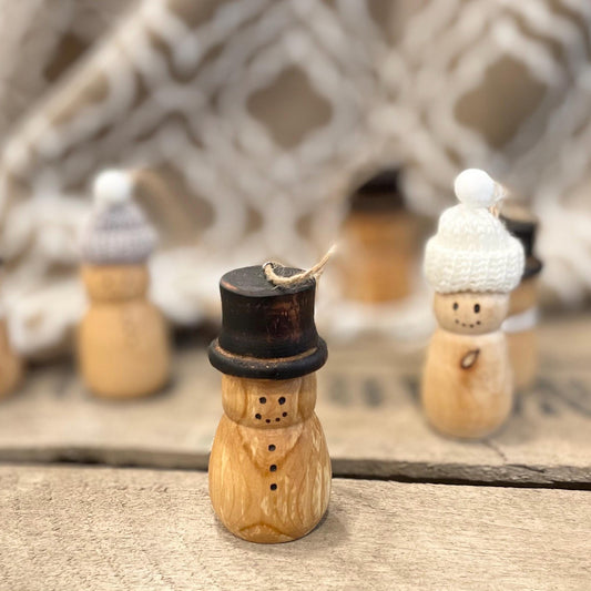 Wooden Ornament Snowman