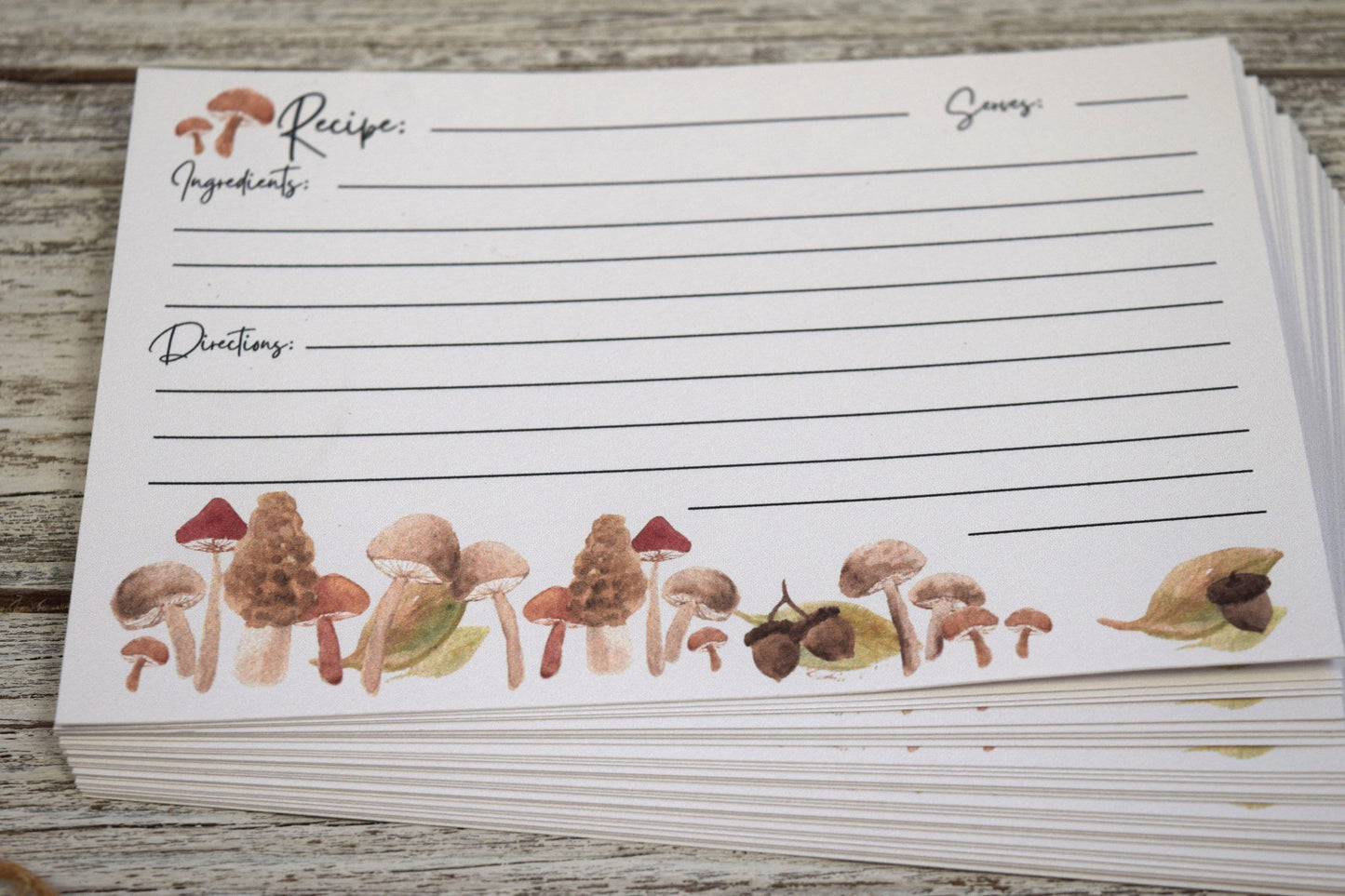 Mushroom Recipe Cards, 4x6